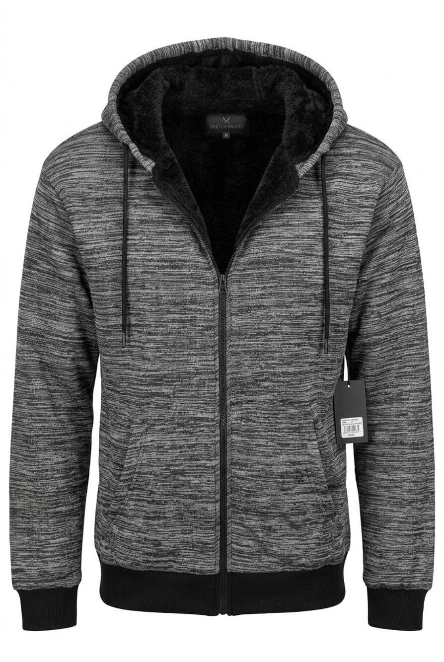 Steve's Jeans Men's Sherpa Lined Zip-Up Hoodie Grey Marled